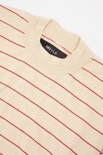 OAT/RED STRIPED MOCK NECK TEE V3