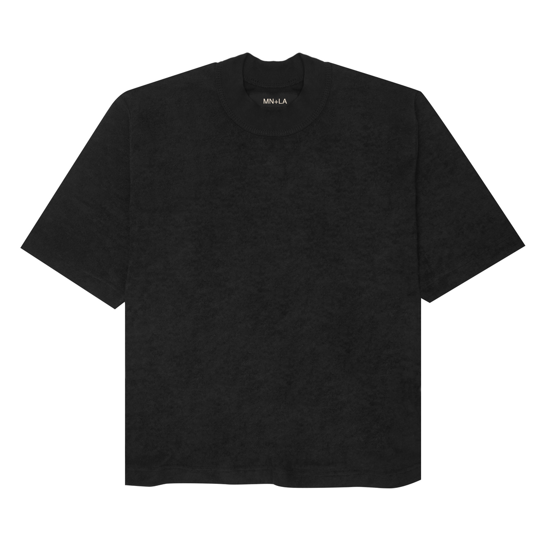 TOWEL TERRY MOCK NECK TEE IN ANTHRACITE