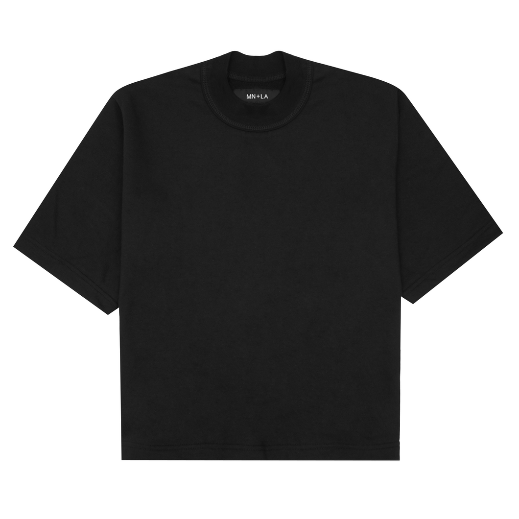 FRENCH TERRY ANTHRACITE MOCK NECK TEE V3