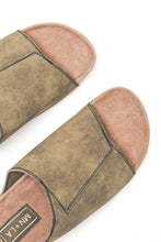 SUEDE SLIDES IN BAMBOO