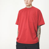 FRENCH TERRY FADED RED POCKET OVERSIZED TEE