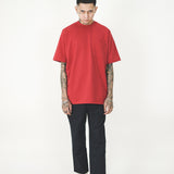 FRENCH TERRY FADED RED POCKET OVERSIZED TEE