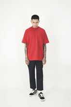FRENCH TERRY FADED RED POCKET OVERSIZED TEE