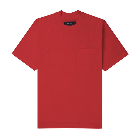 ULTRA HEAVY RARRI RED OVERSIZED POCKET TEE