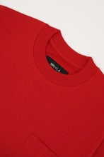 FRENCH TERRY FADED RED POCKET OVERSIZED TEE