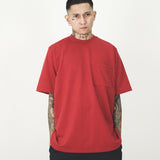 FRENCH TERRY FADED RED POCKET OVERSIZED TEE