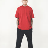FRENCH TERRY FADED RED POCKET OVERSIZED TEE