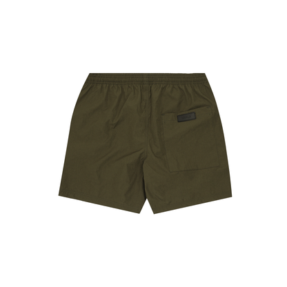 SHINOBI PLEATED HOUSE SHORTS IN OLIVE